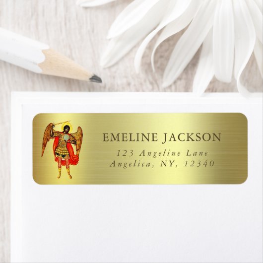 Aartsengel St Michael Fine Art Guardian Angel Gold Etiket (Insitu)