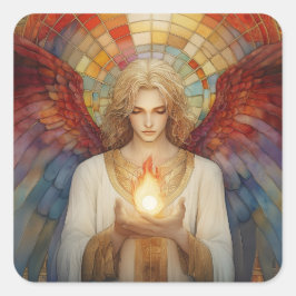Aartsengel Uriël De Vlam van God Regenboog Mozaïek Vierkante Sticker
