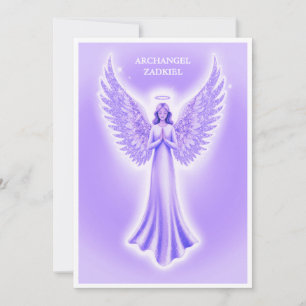 Aartsengel Zadkiel Paarse en witte kerst Feestdagenkaart