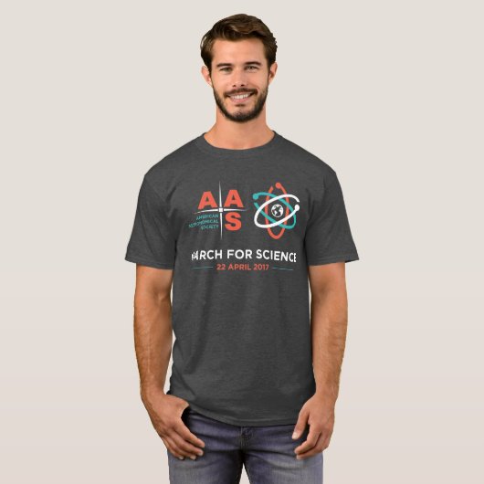 AAS+March for Science; Charcoal heather T-shirt (Voorkant volledig)