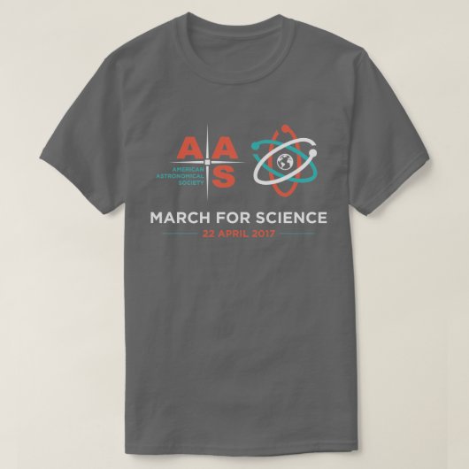 AAS + March for Science; Donkergrijs T-shirt (Design voorkant)