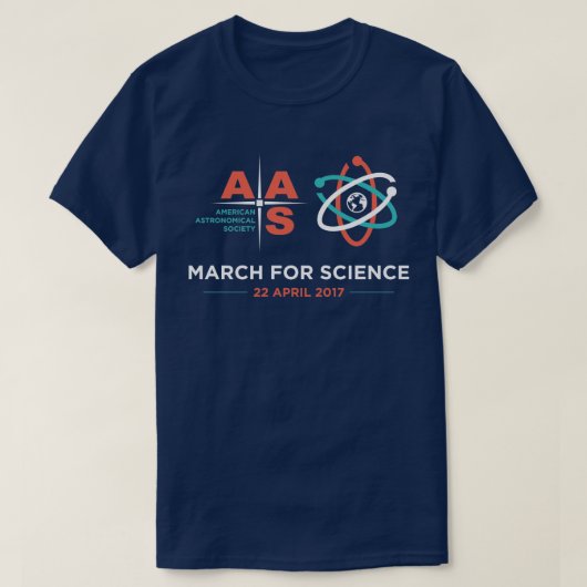 AAS + March for Science; Marineblauw T-shirt (Design voorkant)