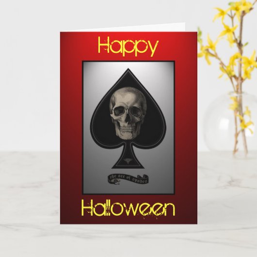 Aas van de Kaart van Halloween van de Schedel van (Gele Bloem)