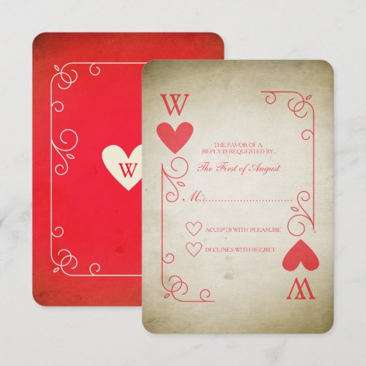 Aas van harten bruiloft RSVP (Voorkant / Achterkant)