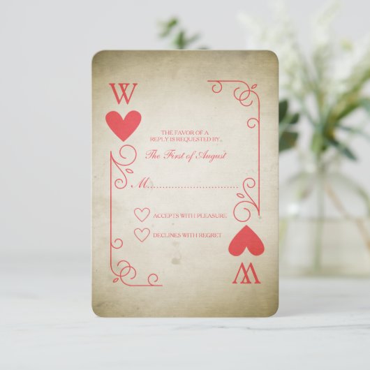 Aas van harten bruiloft RSVP (Staand voorkant)