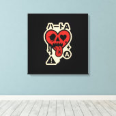 Aas van Harten — Drip-Heart Katakana (Poker Street Canvas Afdruk (Insitu (Houten vloer))