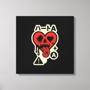 Aas van Harten — Drip-Heart Katakana (Poker Street Canvas Afdruk