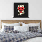 Aas van Harten — Drip-Heart Katakana (Poker Street Canvas Afdruk (Insitu (Slaapkamer))