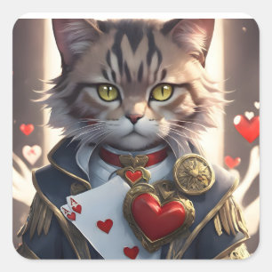 Aas van harten kat vierkante sticker