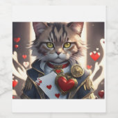 Aas van harten kat wijn etiket (Enkel label)