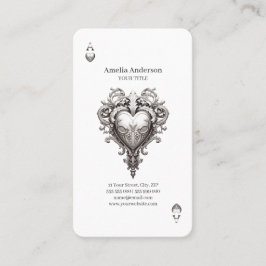 Aas van harten Zilver Barok Visitekaartje