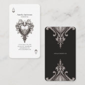 Aas van harten Zilver Barok Visitekaartje (Voorkant / Achterkant)