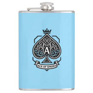 Aas van Schoppen Crest — Gekroonde Filigraan Heupfles