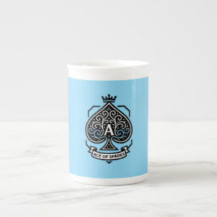 Aas van schoppen Crest — gekroonde filigraan Porselein Kop