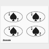Aas van schoppen Ovale Bumpersticker Ovale Sticker (Vel)