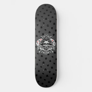 Aas van Schoppen Schedels Speelkaarten Gokker Persoonlijk Skateboard