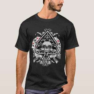Aas van Schoppen Schedels Speelkaarten Gokker T-shirt