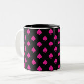 Aas van schoppenpatroon Zwart & Roze Retro Chic Tweekleurige Koffiemok (Voorkant links)