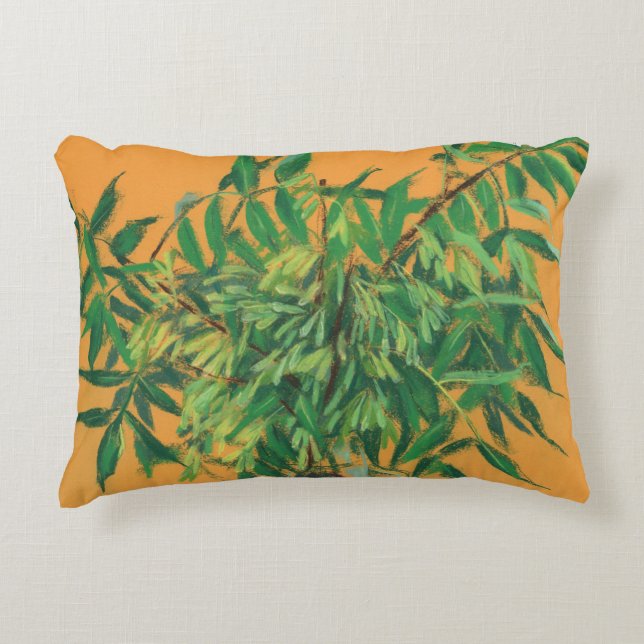 Aasboom, groene gele zomergroene bloem accent kussen (Voorkant)