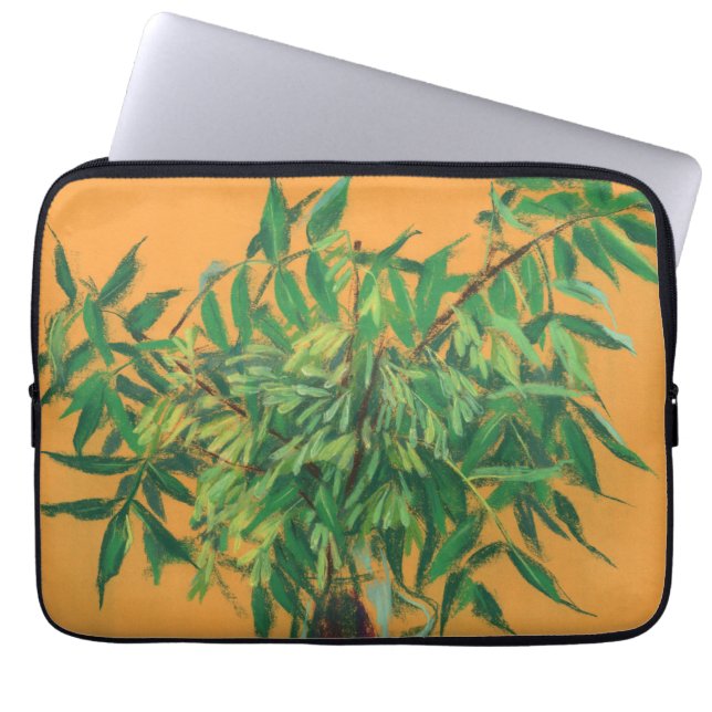 Aasboom, groene gele zomergroene bloem laptop sleeve (Voorkant)