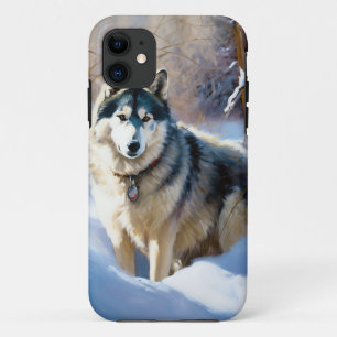 Aaskan Malamute Laat het Sneeuwen Kerstmis Case-Mate iPhone Case