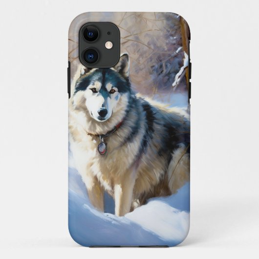 Aaskan Malamute Laat het Sneeuwen Kerstmis Case-Mate iPhone Case (Achterkant)