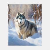 Aaskan Malamute Laat het Sneeuwen Kerstmis Fleece Deken (Voorkant)