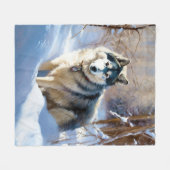 Aaskan Malamute Laat het Sneeuwen Kerstmis Fleece Deken (Voorkant (Horizontaal))
