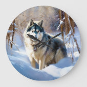 Aaskan Malamute Laat het Sneeuwen Kerstmis Grote Klok (Voorkant)
