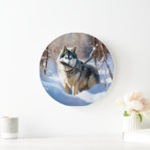 Aaskan Malamute Laat het Sneeuwen Kerstmis Grote Klok (Huis)