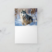 Aaskan Malamute Laat het Sneeuwen Kerstmis Kaart (Binnen)
