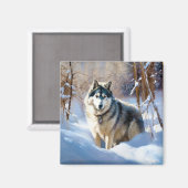 Aaskan Malamute Laat het Sneeuwen Kerstmis Magneet (Voorkant / Achterkant)