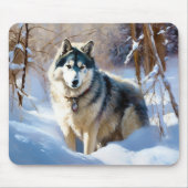 Aaskan Malamute Laat het Sneeuwen Kerstmis Muismat (Voorkant)