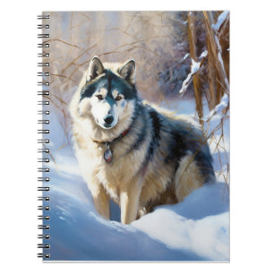 Aaskan Malamute Laat het Sneeuwen Kerstmis Notitieboek
