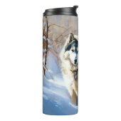 Aaskan Malamute Laat het Sneeuwen Kerstmis Thermosbeker (Gedraaid links)