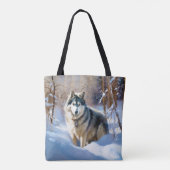 Aaskan Malamute Laat het Sneeuwen Kerstmis Tote Bag (Achterkant)