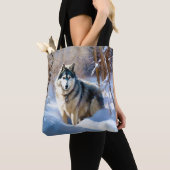 Aaskan Malamute Laat het Sneeuwen Kerstmis Tote Bag (Dichtbij)