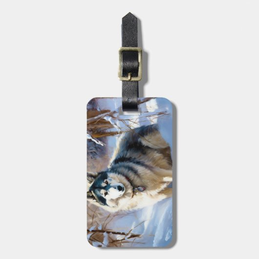 Aaskan Malamute liet het sneeuwen Kerstmis Bagagelabel (Voorkant verticaal)