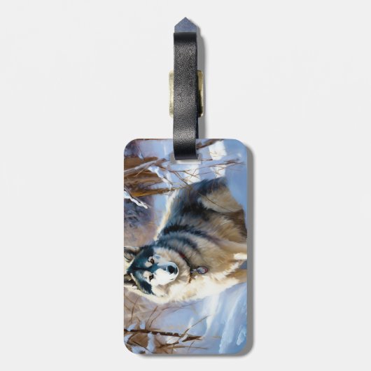 Aaskan Malamute liet het sneeuwen Kerstmis Bagagelabel (Achterkant verticaal)