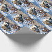 Aaskan Malamute liet het sneeuwen Kerstmis Cadeaupapier (Hoek)
