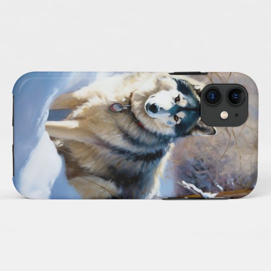 Aaskan Malamute liet het sneeuwen Kerstmis Case-Mate iPhone Case (Achterkant (horizontaal))
