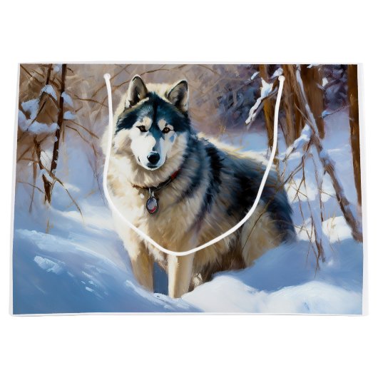 Aaskan Malamute liet het sneeuwen Kerstmis Groot Cadeauzakje (Voorkant)