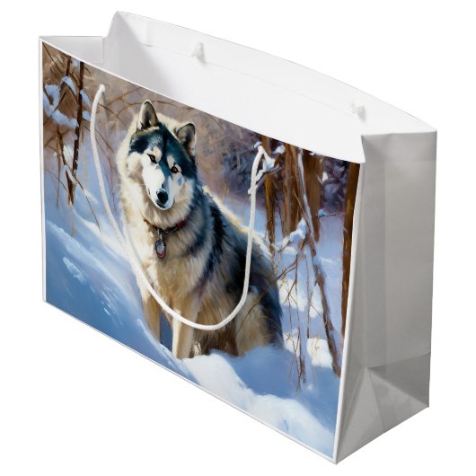 Aaskan Malamute liet het sneeuwen Kerstmis Groot Cadeauzakje (Achterkant Gekanteld)