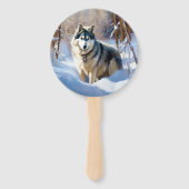 Aaskan Malamute liet het sneeuwen Kerstmis Handwaaier (Achterkant)