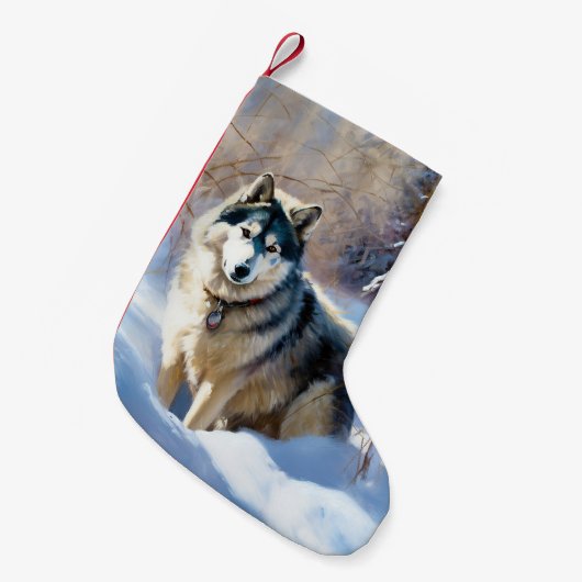 Aaskan Malamute liet het sneeuwen Kerstmis Kleine Kerstsok (Voorkant (Hangend))