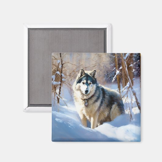 Aaskan Malamute liet het sneeuwen Kerstmis Magneet (Voorkant / Achterkant)