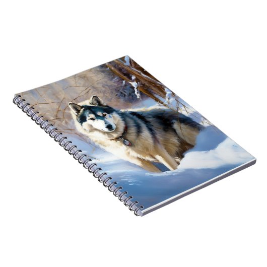 Aaskan Malamute liet het sneeuwen Kerstmis Notitieboek (Rechterzijde)