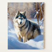 Aaskan Malamute liet het sneeuwen Kerstmis Planner (Achterkant)