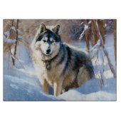 Aaskan Malamute liet het sneeuwen Kerstmis Snijplank (Voorkant)