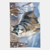 Aaskan Malamute liet het sneeuwen Kerstmis Theedoek (Verticaal)